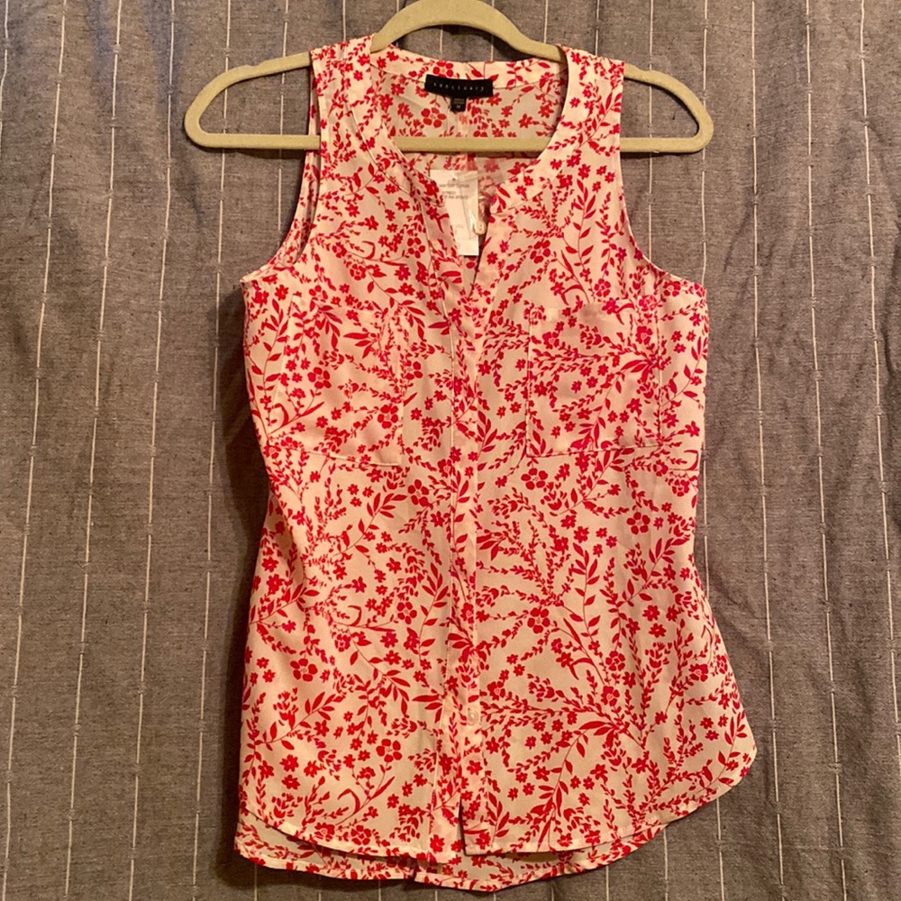 NWT Sanctuary red & white sleeveless blouse